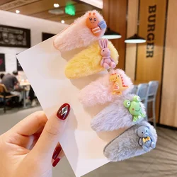 Pinzas para el pelo orejas de animal esponjosas café con leche