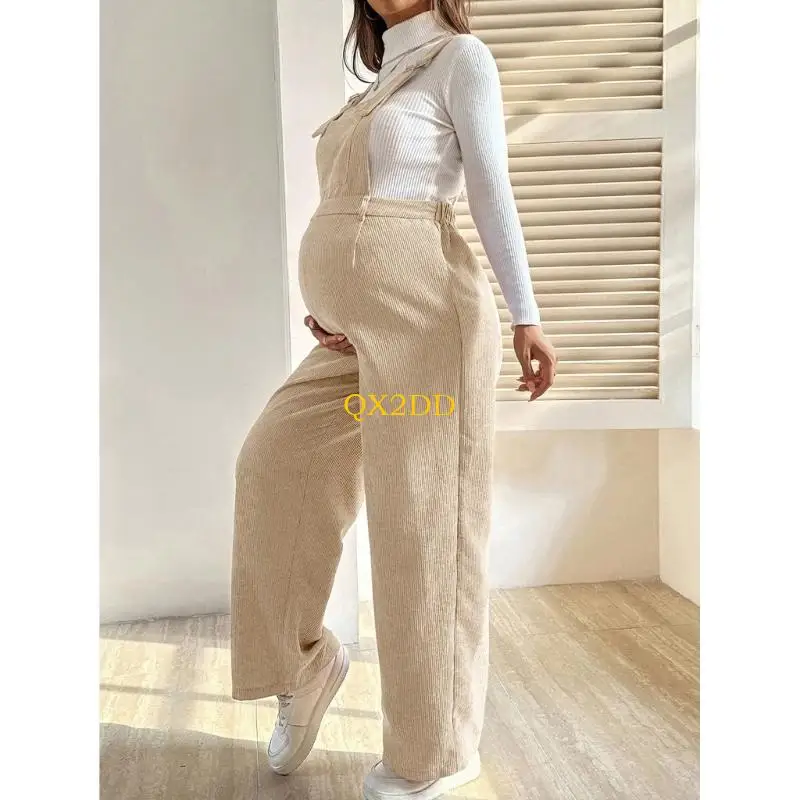 Mono premamá de pana elástica para otoño e invierno, cintura ajustable