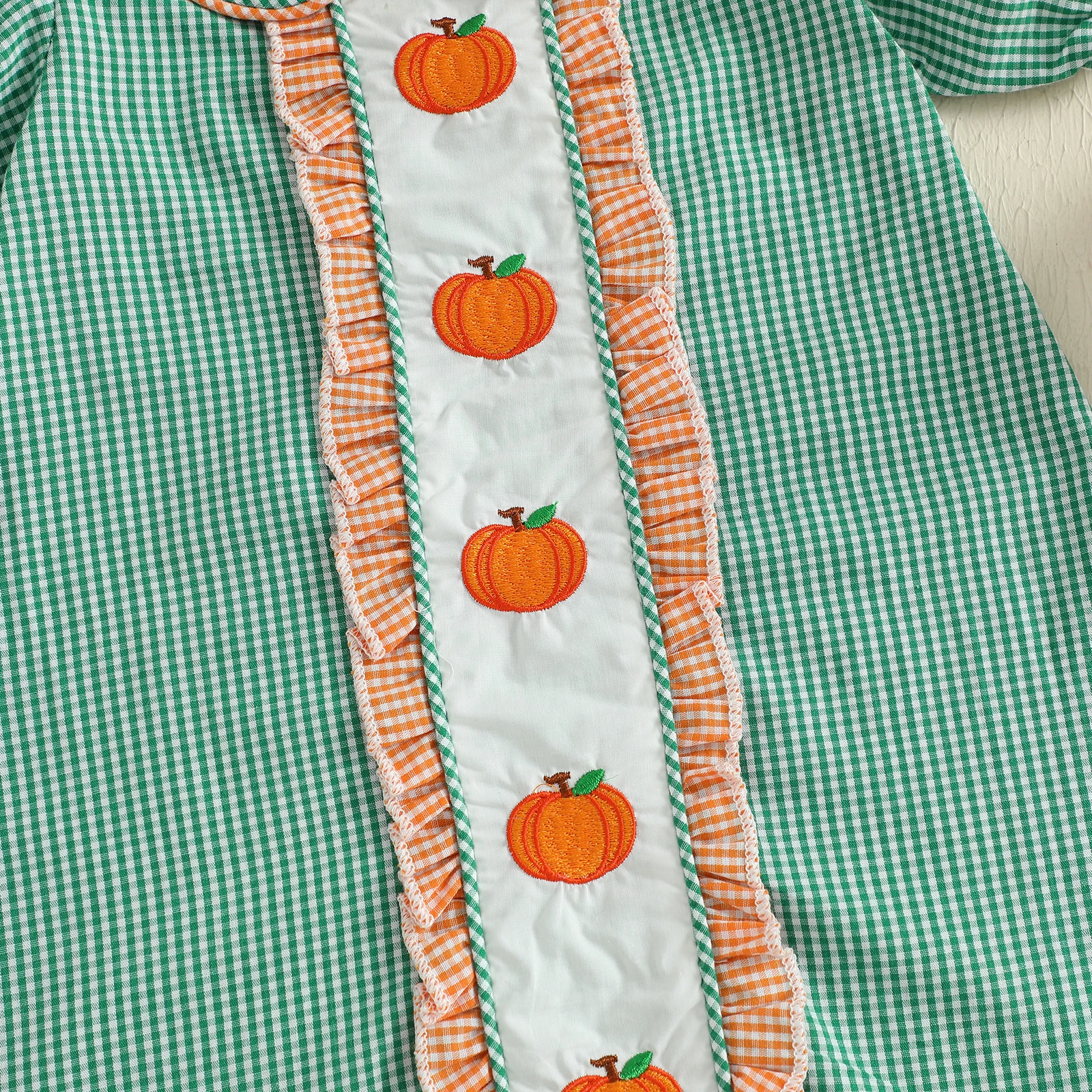 VISgogo Vestido a cuadros para niñas – Cuello de muñeca bordado - imagen 3