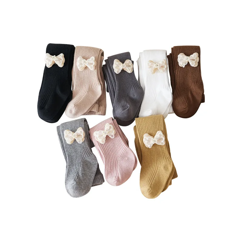 Medias de algodón infantiles para niños y niñas, estilo lazo - imagen 3