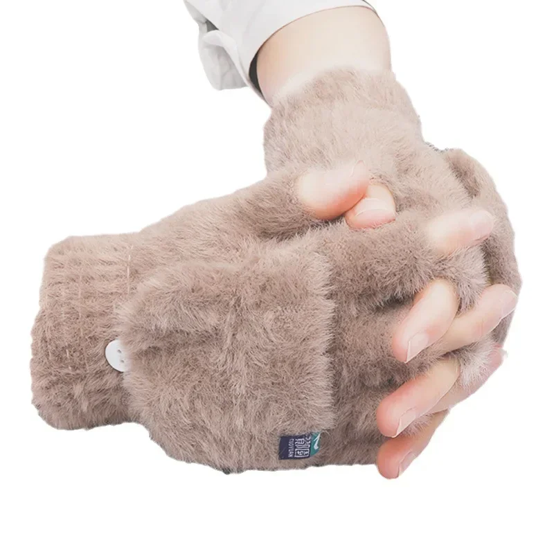 Guantes de felpa sin dedos para estudiantes, cálidos y gruesos - imagen 5