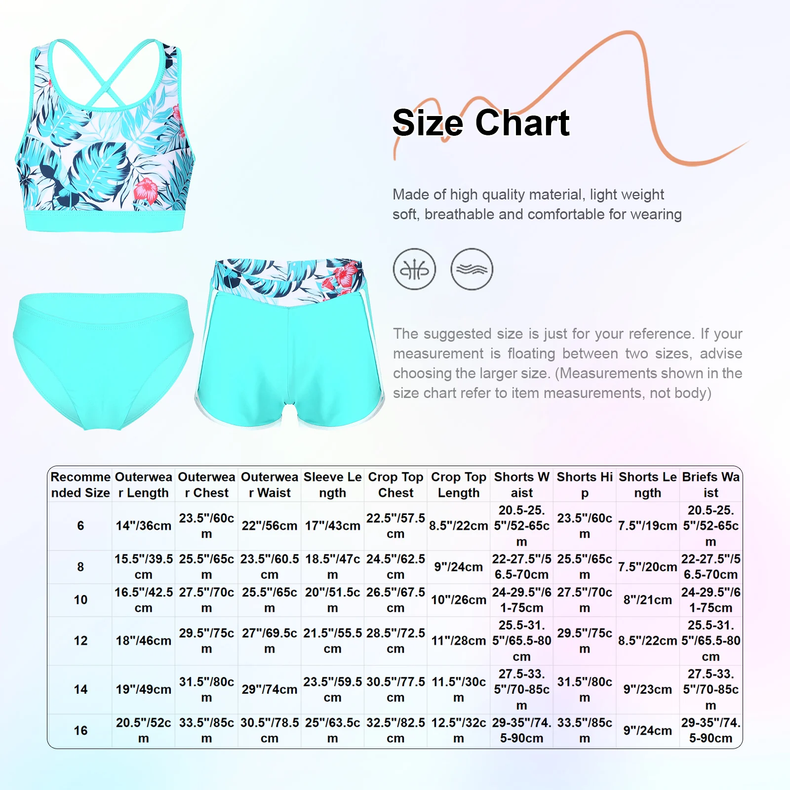 Bañador infantil con protección solar mostrando top y shorts