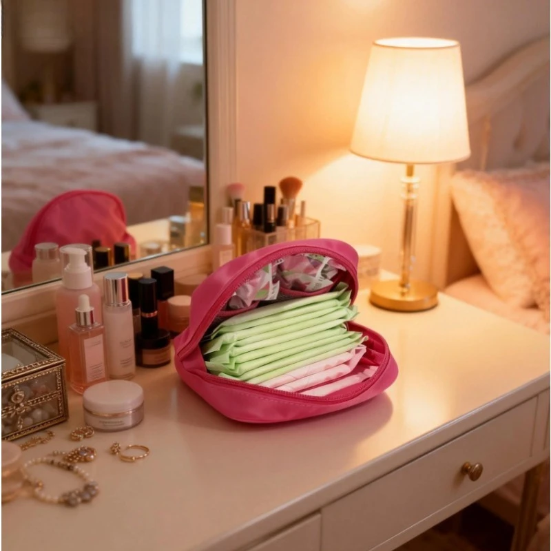 Bolsa impermeable discreta para toallas sanitarias y copa menstrual - imagen 5