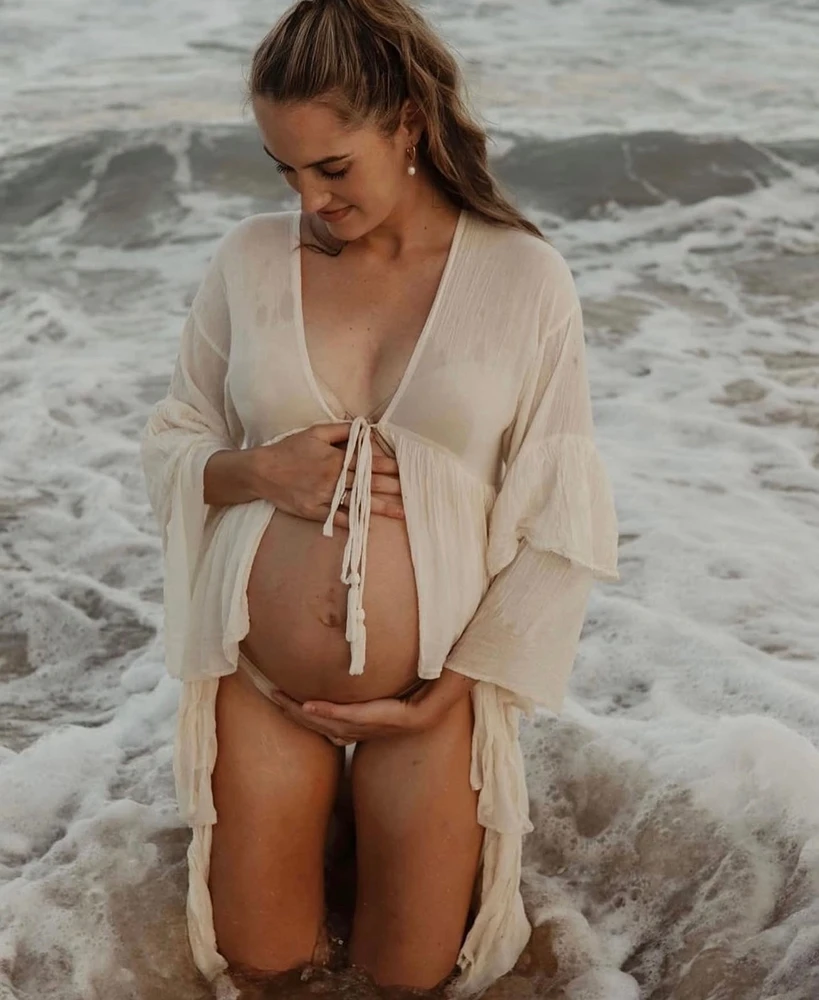 Vestido de embarazo bohemio para fotos con cintura imperio - imagen 5
