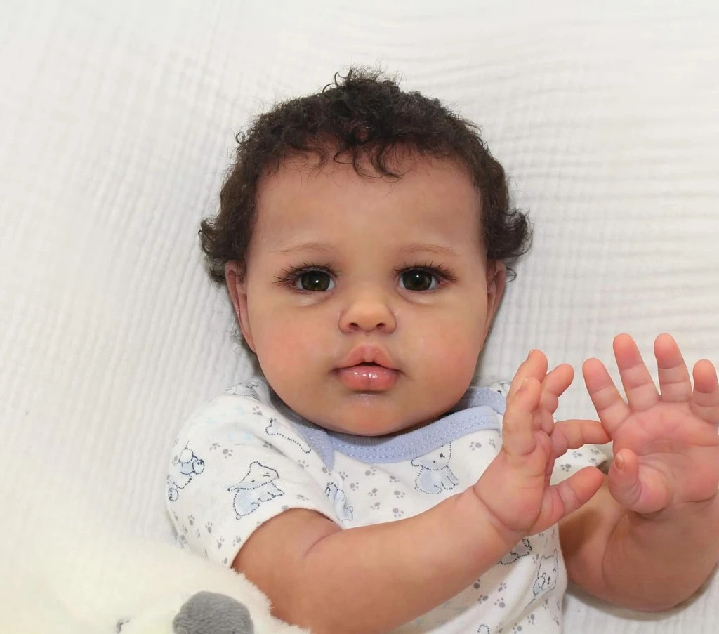NPK Ellie kit de muñeca reborn pintada con pelo rizado negro