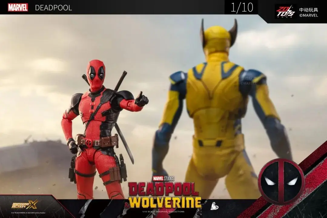 Figura articulada de Deadpool con traje rojo y máscara