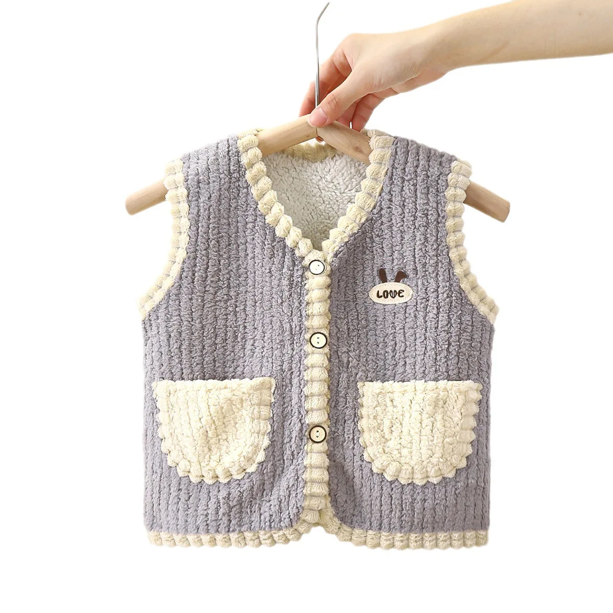 Chaleco de terciopelo abombado infantil - Abrigo de invierno calido - imagen 5