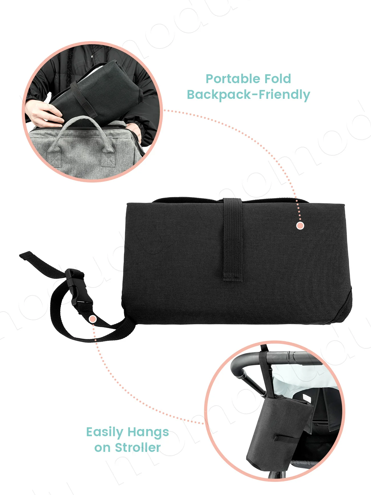 Cambiador portátil impermeable para bebé con bolsillos de viaje - imagen 4