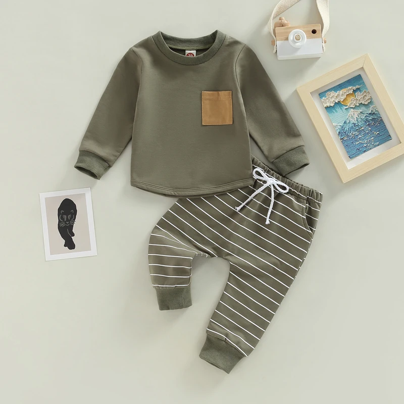 Conjunto de otoño para niño pequeño: chándal de rayas - imagen 3