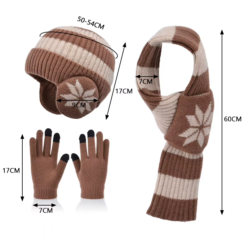 Conjunto de invierno gorro bufanda y guantes con orejeras - imagen 5