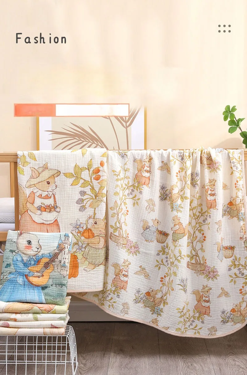 Detalle de las mantas infantiles con estampados
