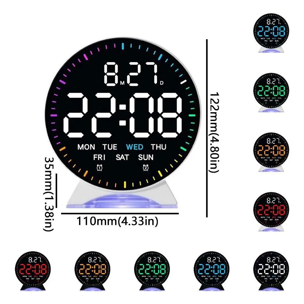 Reloj despertador digital LED con fecha, semana y brillo ajustable - imagen 3