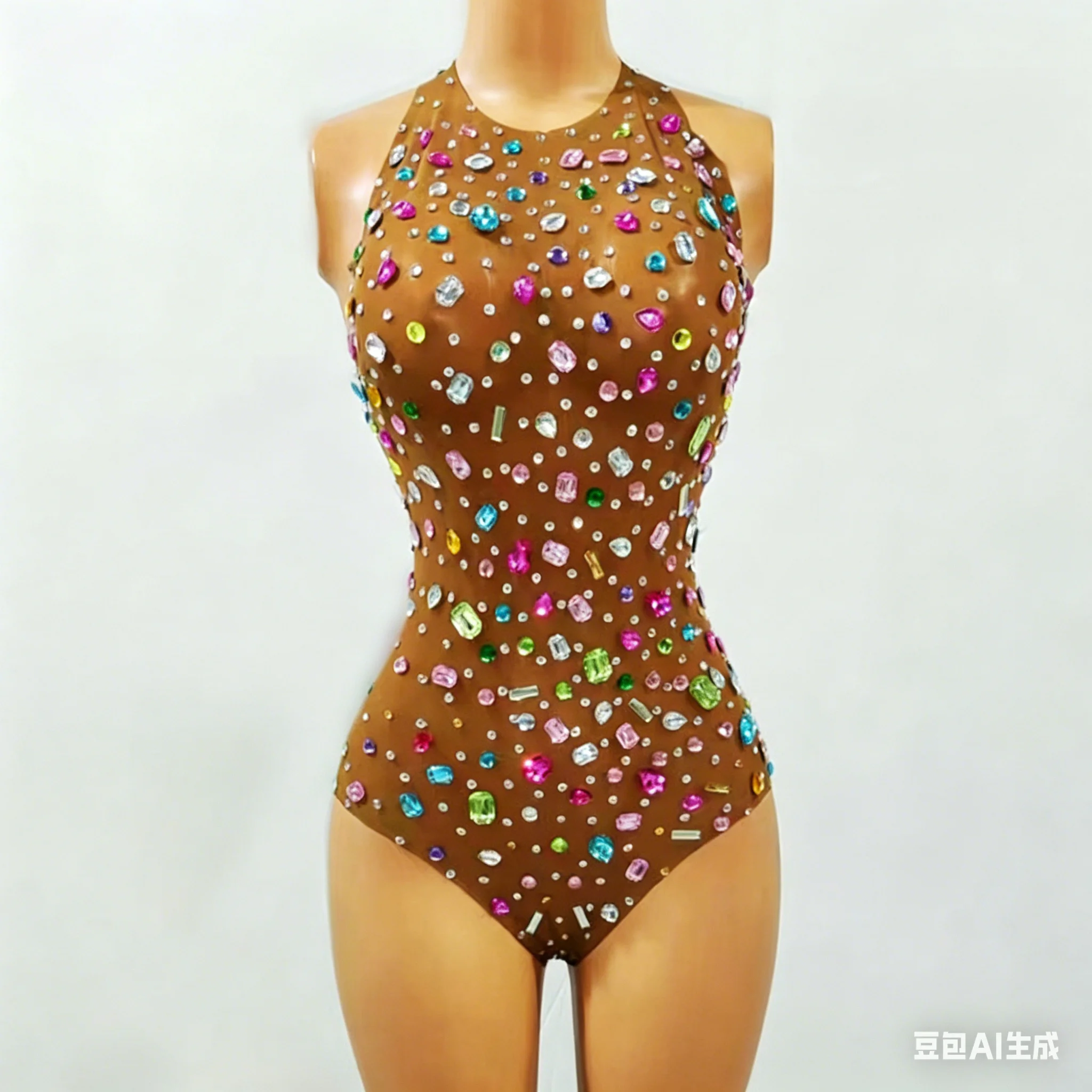 Body premamá elástico con pedrería y detalles tipo diamantes - imagen 5