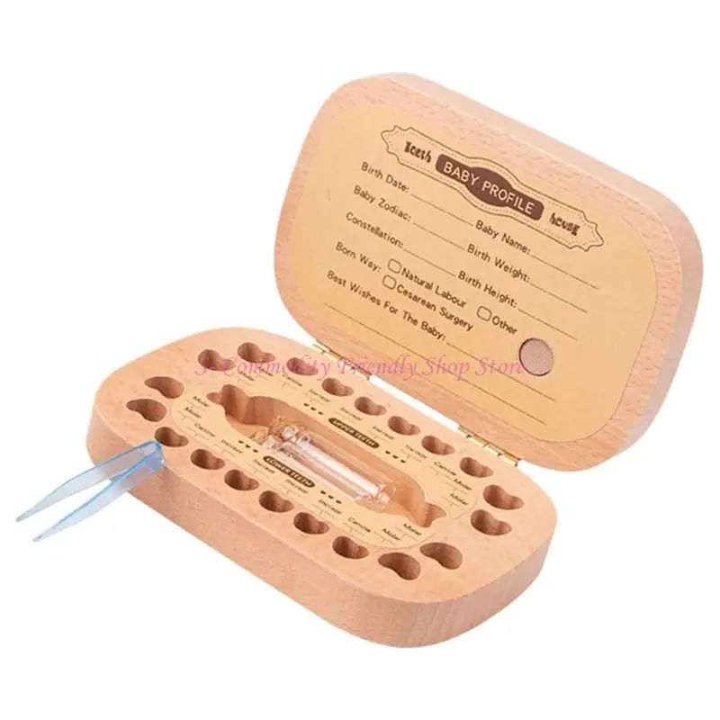 Caja recuerdo dientes de leche en madera con compartimentos - imagen 5