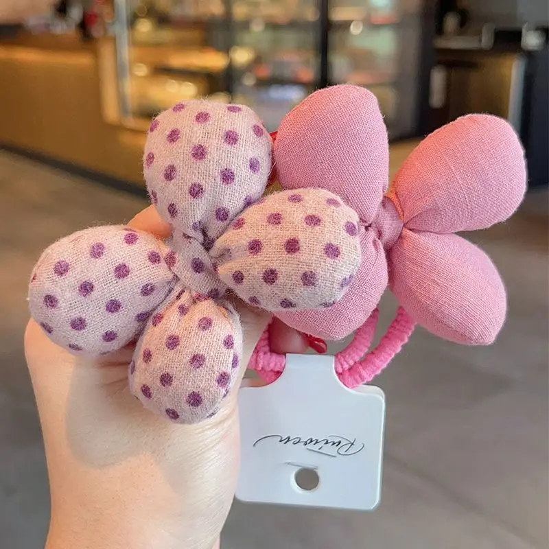 Lazos para el cabello acolchados de flores con goma elástica - imagen 5