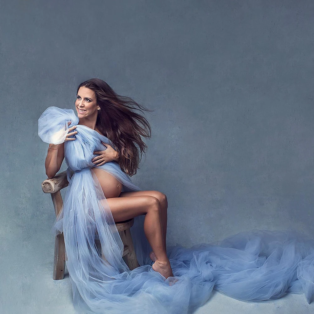 Vestido de maternidad malla con lazo para sesión fotográfica - imagen 2