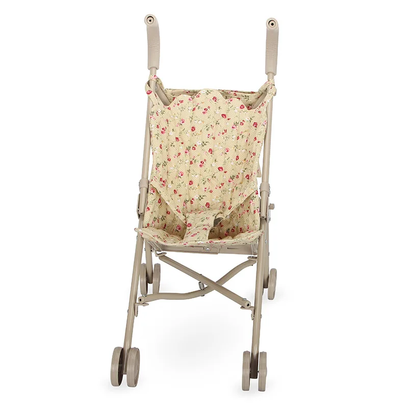 Cochecito de muñeca floral plegable con bolsa para accesorios - imagen 3