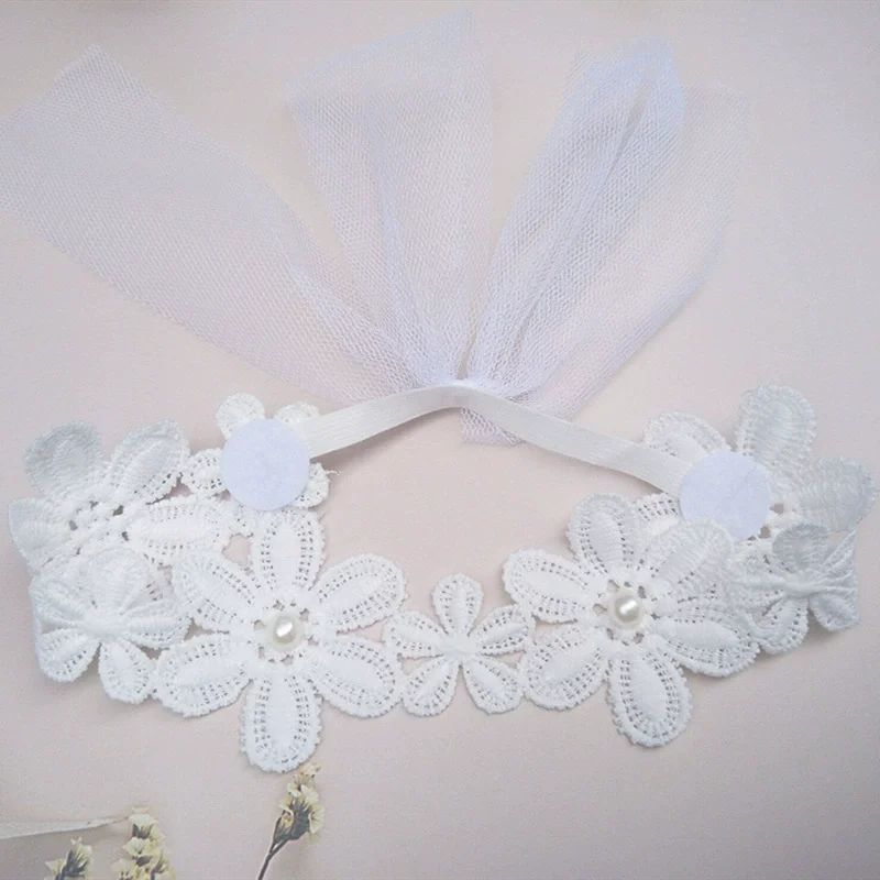 Diadema para bebé con encaje y flores, estilo coreano - imagen 2