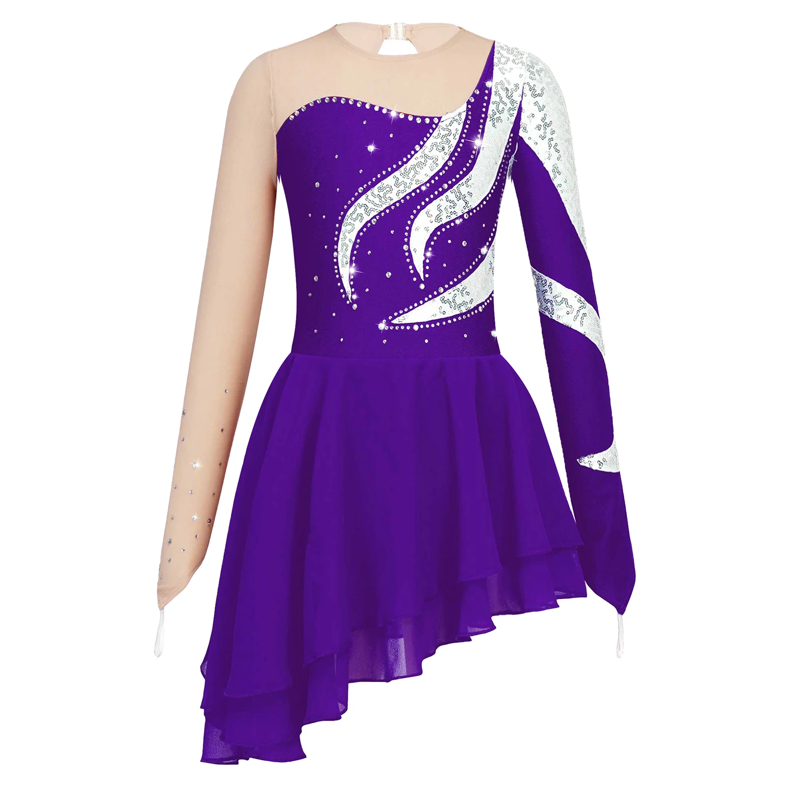 Vestido de ballet para niñas con malla transparente y lentejuelas - imagen 3