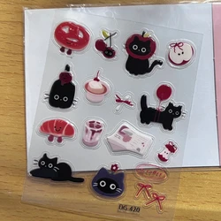 Pegatinas 3D de gato negro estilo dibujos animados para decoración