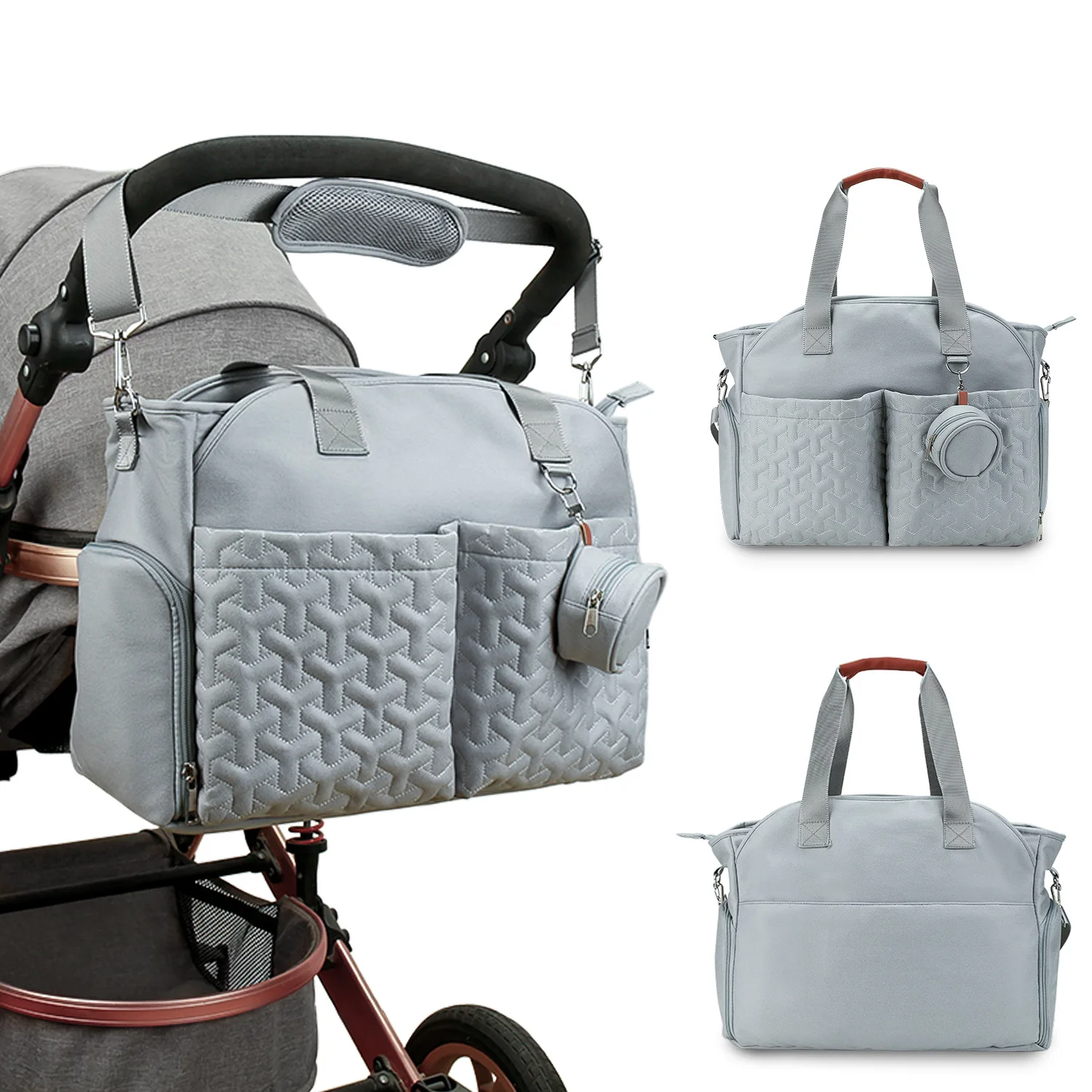 Bolsa de pañales grande con bolsillos para ropa seca y mojada, paseos - imagen 5