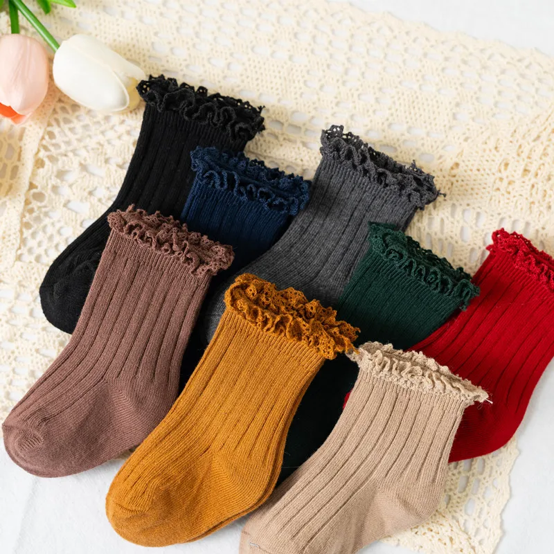 Calcetines cortos con volantes para niña – Algodón suave floral escolar - imagen 5