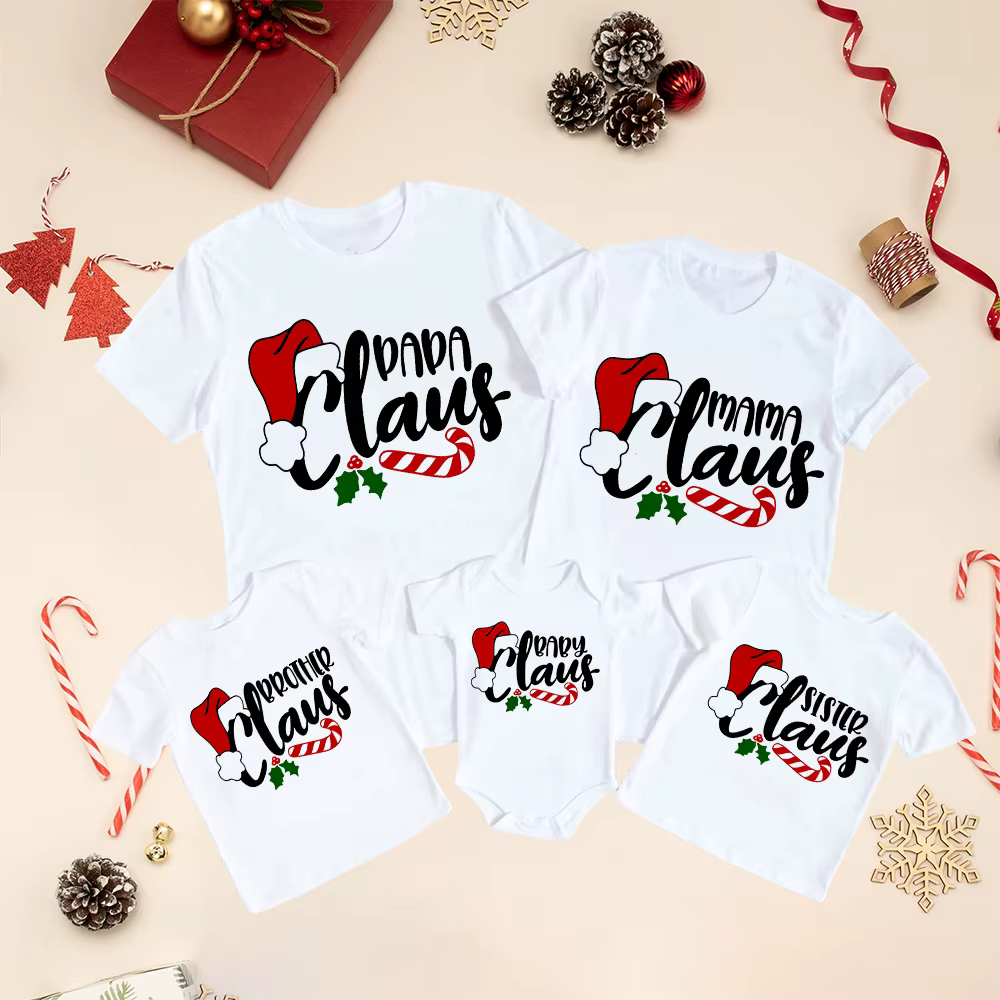 Conjunto familiar navideño a juego: monos y camisetas de fiesta - imagen 2
