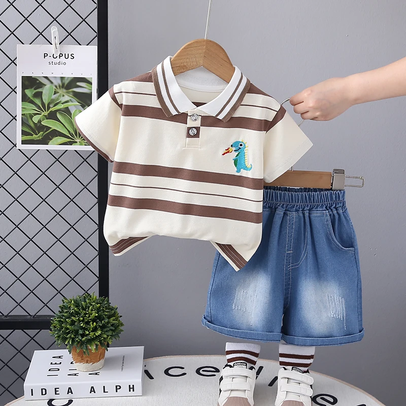 Conjunto verano bebé camiseta a rayas y pantalón corto - imagen 4