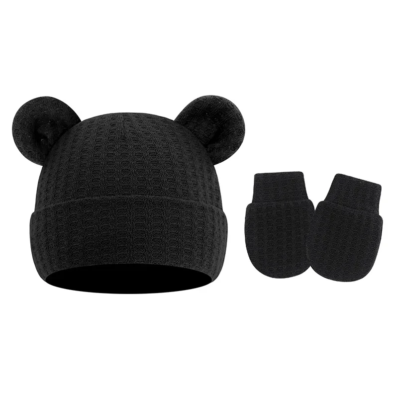 Conjunto de gorro y guantes de punto para recién nacido