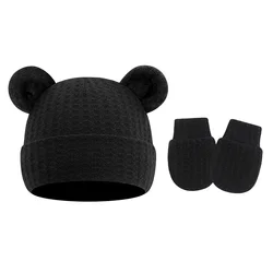Conjunto de gorro y guantes de punto para recién nacido