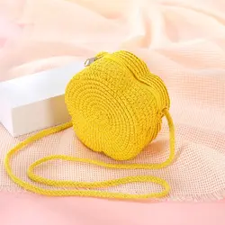 Bolso cruzado infantil de paja tejido de viaje con monedero floral