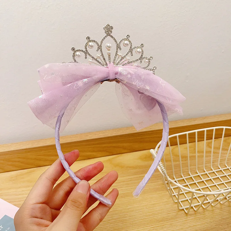 Diadema de princesa con pedrería y lazo para niñas - imagen 4