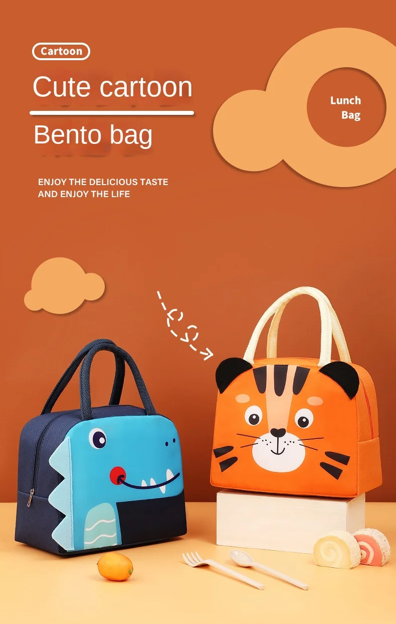 Borsa da pranzo infantil con acabado tipo tote y diseño animado