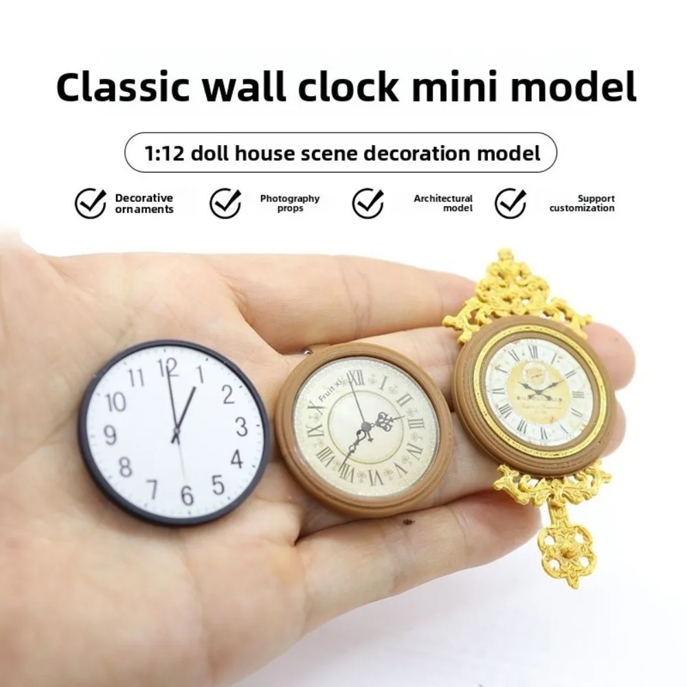 Reloj de pared en miniatura estilo europeo para casa de muñecas - imagen 4