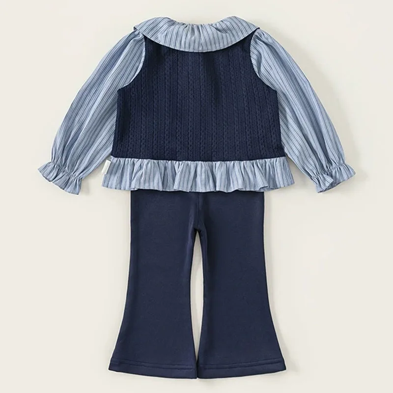 Conjunto niña de rayas con cuello Peter Pan y pantalón - imagen 4