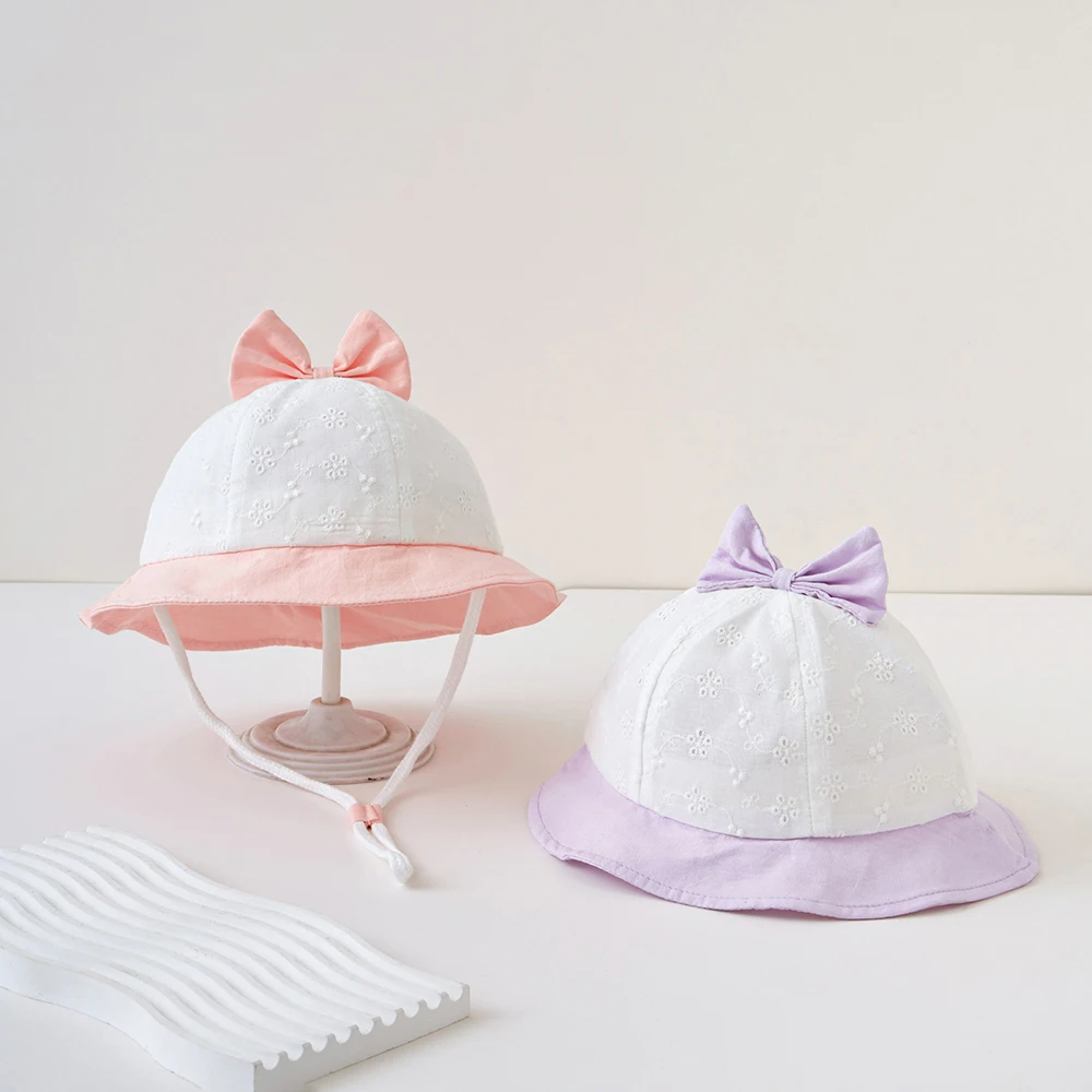 Gorro de pescador transpirable para bebé con visera y lazo - imagen 3