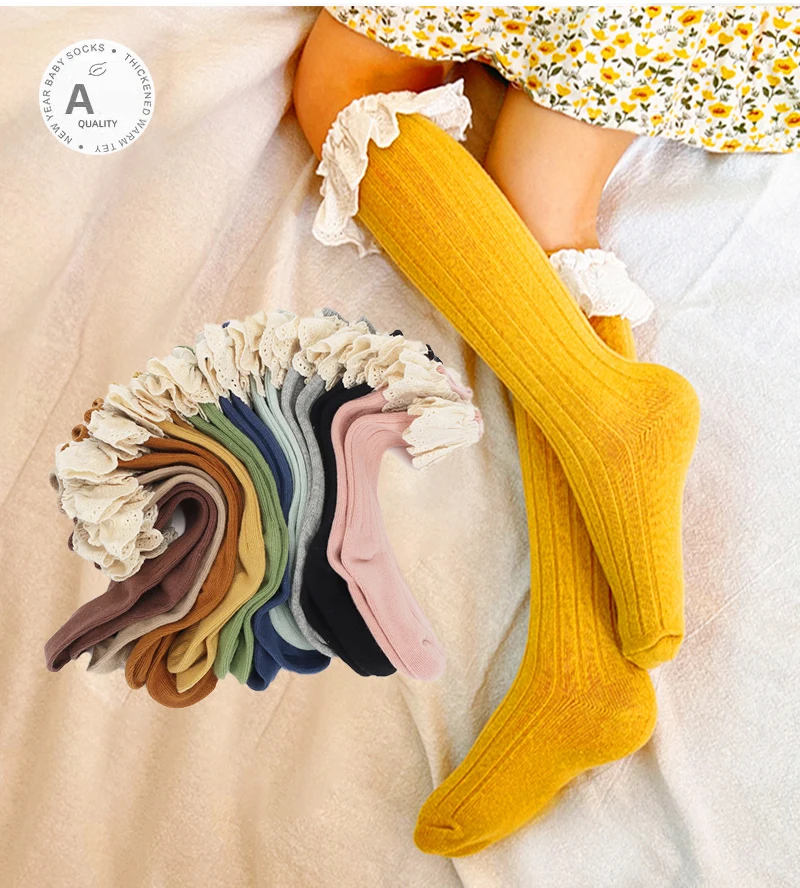 MILANCEL calcetines hasta la rodilla de primavera para niñas con encaje - imagen 3