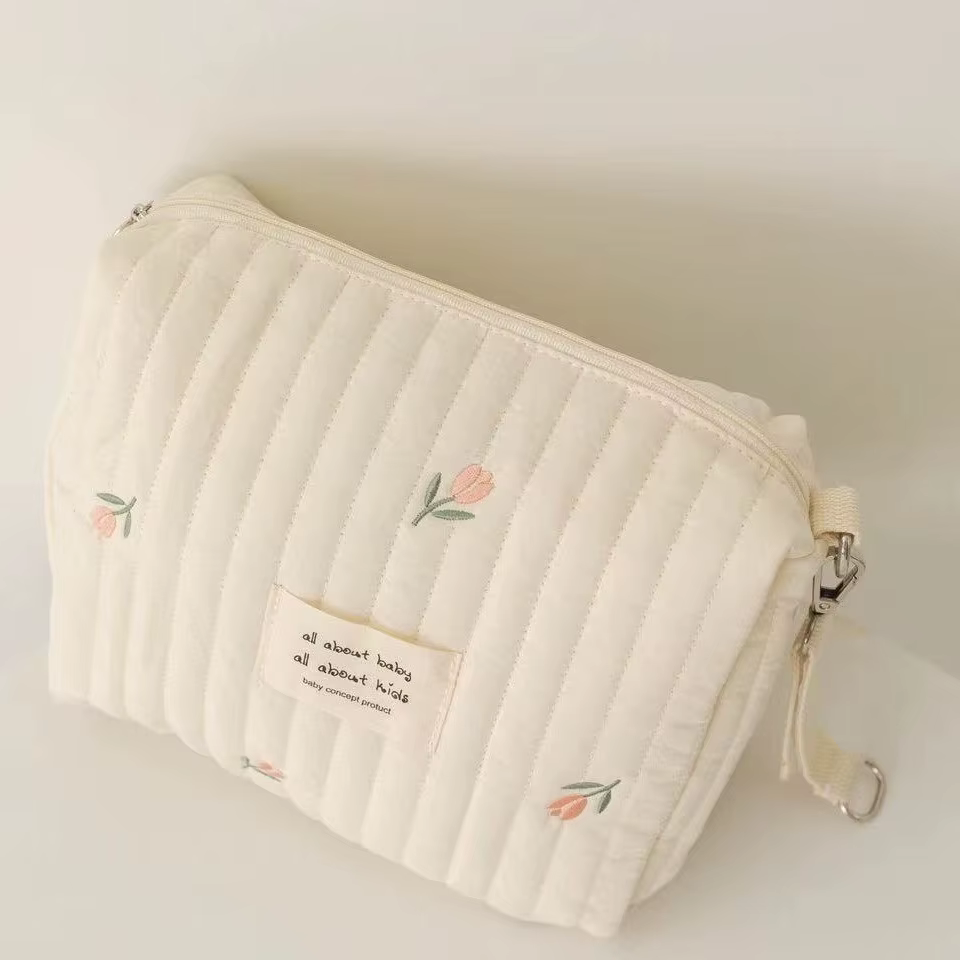 Bolsa de pañales acolchada para cochecito – Diseño bordado para bebé
