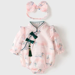 Body algodón para bebé recién nacida – Estampado lazo manga larga