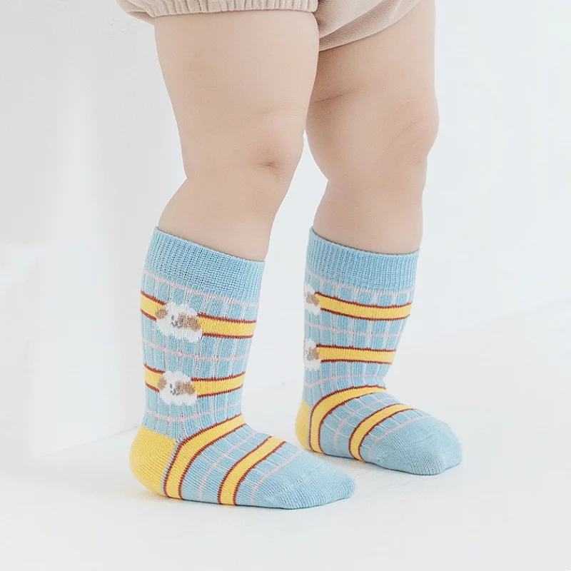 Calcetines altos de algodón con rayas y animales para niños - imagen 2
