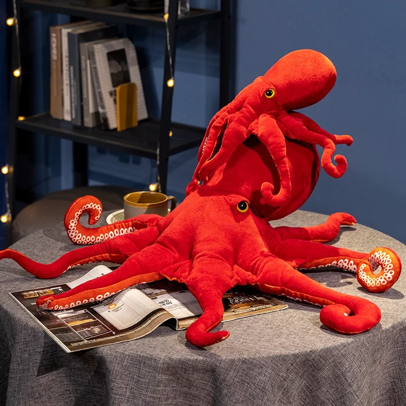 Peluche de pulpo rojo suave con forma de almohada para niños - imagen 4