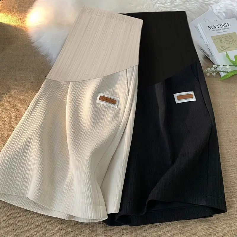 Pantalones cortos de maternidad pierna ancha, cintura elástica - imagen 3