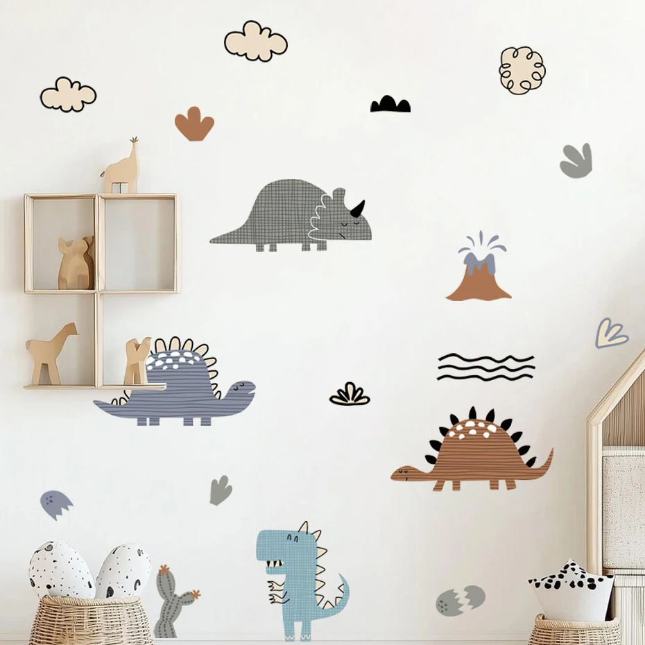 Pegatinas de pared de dinosaurios acuarela para habitación infantil