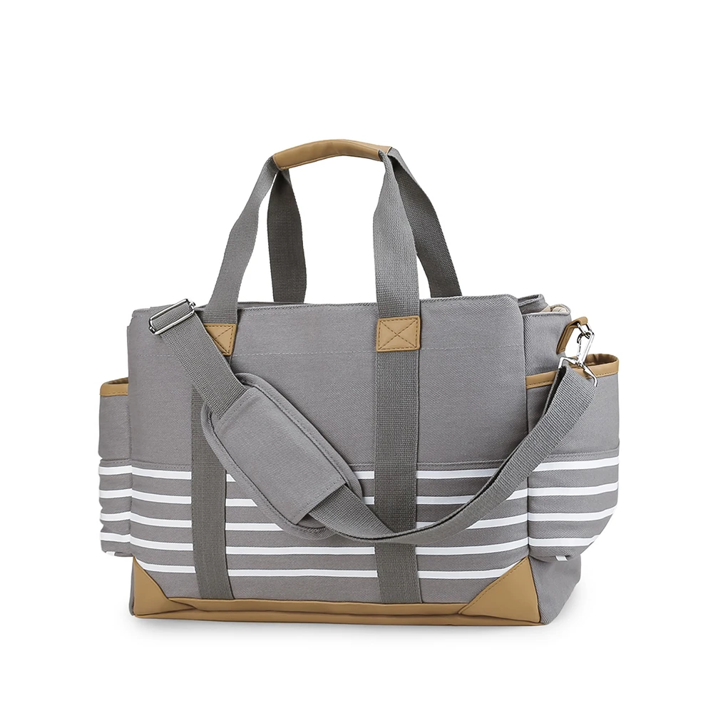Bolsa de pañales gran capacidad a rayas, bolso mamá