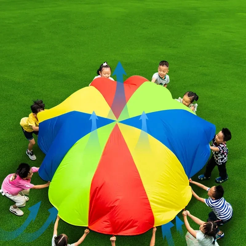 Paracaídas arcoíris infantil para juegos en equipo al aire libre - imagen 5