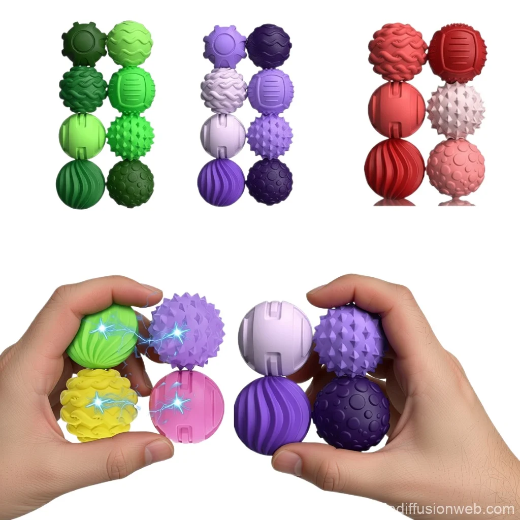 Bolas antiestrés de silicona con textura sensorial para mano - imagen 3