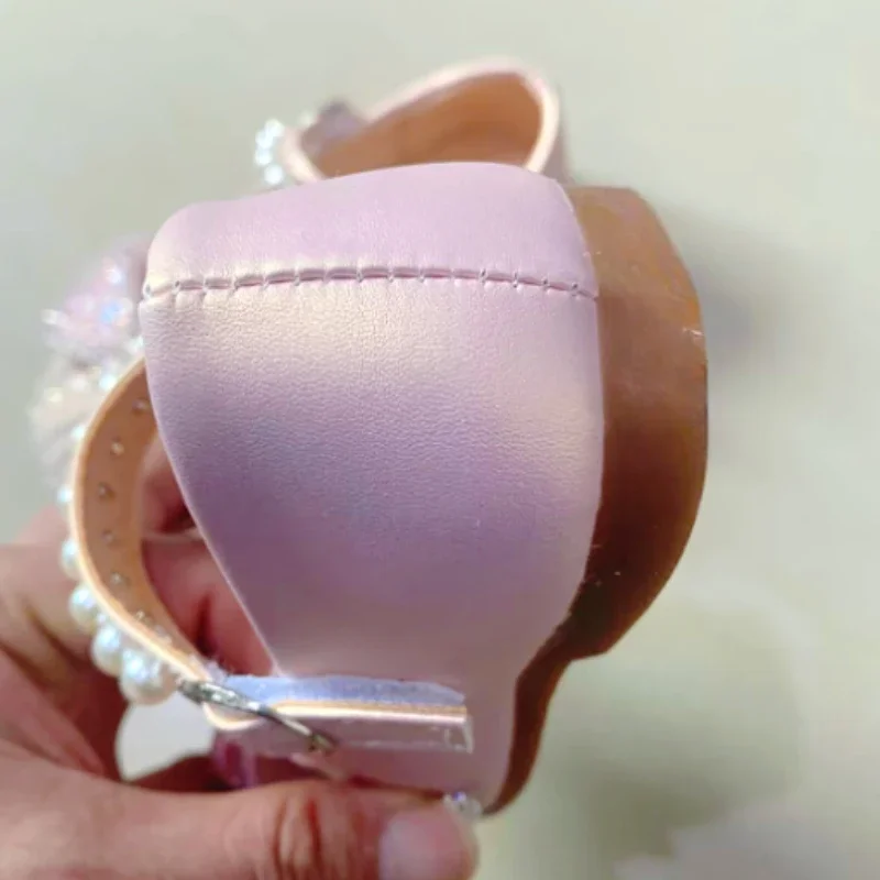 Zapatos de cuero con arco princesa para niña - Planos con perlas - imagen 5