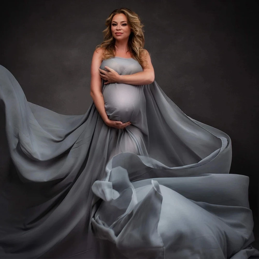 Vestido embarazada fotos satín tul gasá sesión suave elegante