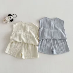 Conjunto de verano para bebé holgado y ligero: camiseta perros y shorts