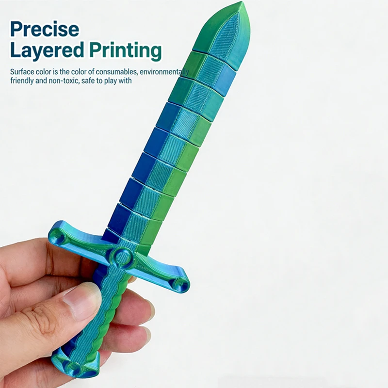 Espada deformable plegable impresa en 3D con articulaciones